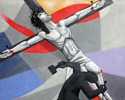 Bild Jesus wird ans Kreuz genagelt