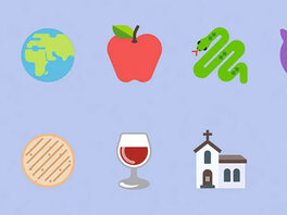 verschiedene Emojis auf blauem Hintergrund